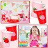 FYSUIMU 100Pcs Strawberry Plastic Cups 16Oz Red Pink Sweet Berry