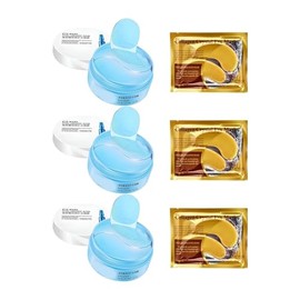 180 Parches Ojos Acido Hialuronico + 3 Pares de Parches de Oro 24k, Mascarilla Para Ojeras Y Bolsas de Ojos, Hidrogel Anti Arrugas, Lineas De Expresion, Hinchazon, Parches Para Contorno Ojo Humectante, Optigel, Eye Patches, 240g (3 tarros)