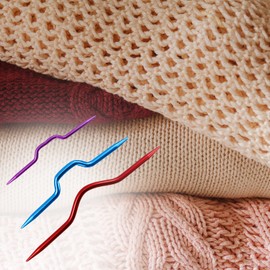 LAMXD 3Pcs Knitting Cable Needle Crooked Needle Twist Curved Hand Knit Needles Curved Crochet Hooks Aluminum Knitting Stitch Holders (Random Color)