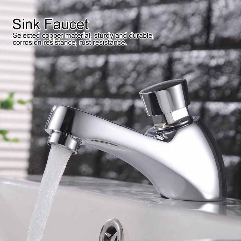 G1/2 Copper Time Delay Faucet Basin Sink Water Tap for