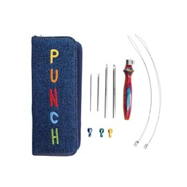 KnitPro - KnitPro Smooth Finished Swinging Wood and Shiny Metal Punch Needles Embroidery Kit - 1 Set, Blue