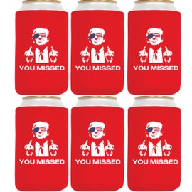 QualityPerfection Can Cooler Sleeves (6 Units) 12 oz Beer Coolers 4mm Thick Neoprene Fabric Beer Collapsible Drink Can Holders, Thermocoolers 12 ounce .(You Missed - Red)
