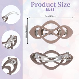 4PCS French Flat Claw Clip, Non-slip Flat Barrette Hair Clips, Strong Hold No Slip Grip Hair Claw Clips for Women's Thick to Thin Hairs