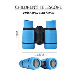 2 Binoculars, Outdoor Children's Telescope, Children's Telescopic Toy, 4 x 30 Children's Telescope, Adjustable Binoculars, Educational Children's Telescopic Toy (Blue, Pink)