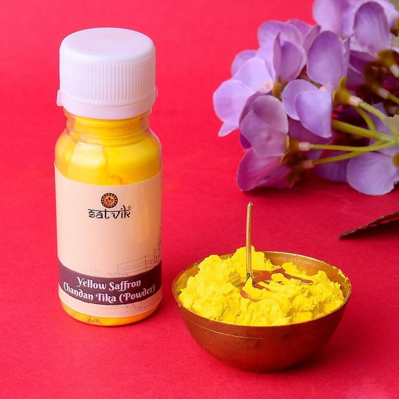 SATVIK Set of 2 Yellow Saffron Chandan Tikka Powder for