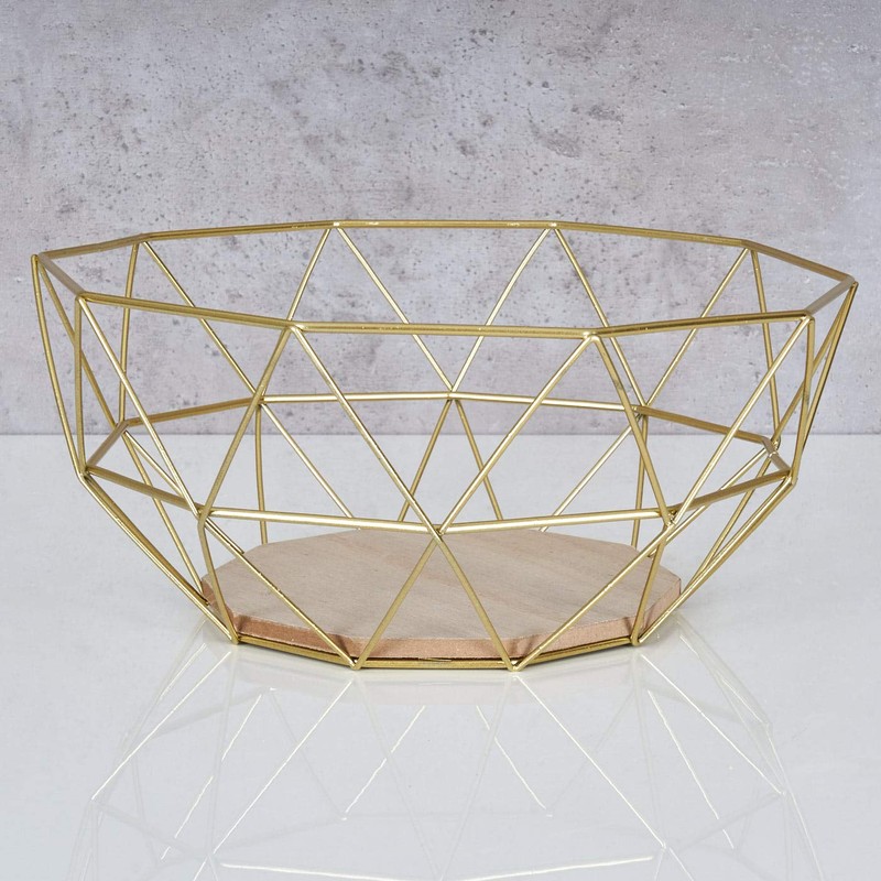 levandeo Metal Basket, Copper, 26 x 12 cm Modern, Wood,
