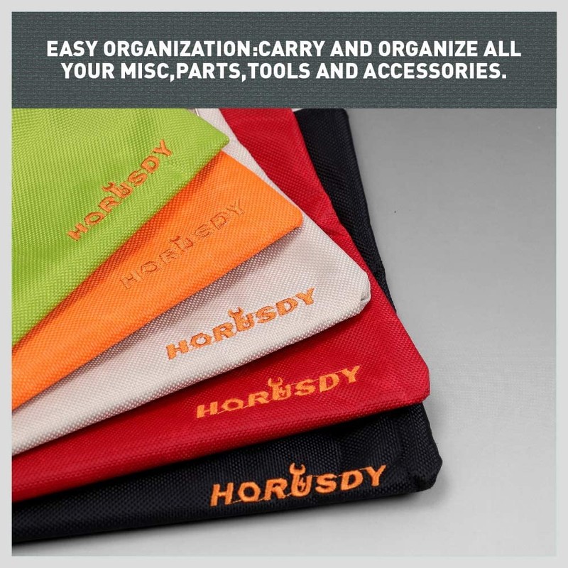 HORUSDY 5-Pack Multi-Purpose Zipper Bags, Water-proof Zippered Tool Pouch, Organization