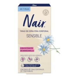 Tiras de cera fria corporal Extracto de Manzanilla 40 unidades Nair