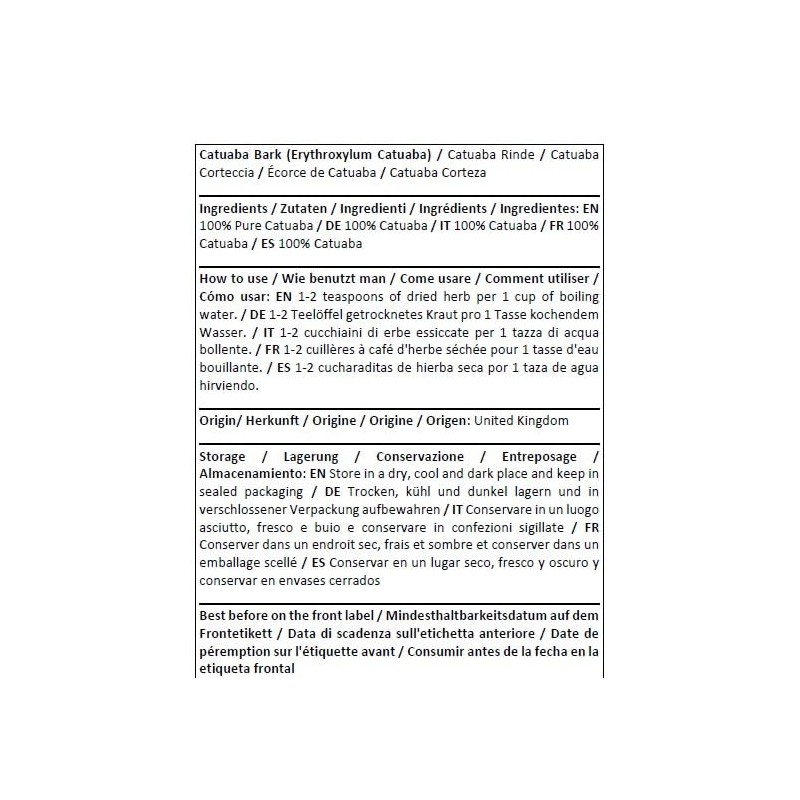 Herba Organica Catuaba Bark - Erythroxylum Catuaba - Herbal Tea