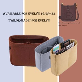 D.DUO Bag Organizer Insert, Tote Purse Insert, Pocket Wallet Divider for Hermes Evelyne 16/29/33 ((L(11.8×3.1×8.7), Grey)