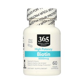 Whole Foods 365 by Whole Foods Vitamins, Biotin - High Potency 5000mcg, 60 vegan capsules
