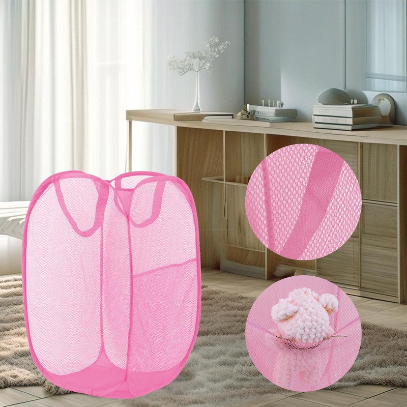 LXLOVESM Pop Up Laundry Hamper, Mesh Laundry Basket Collapsible, Foldable
