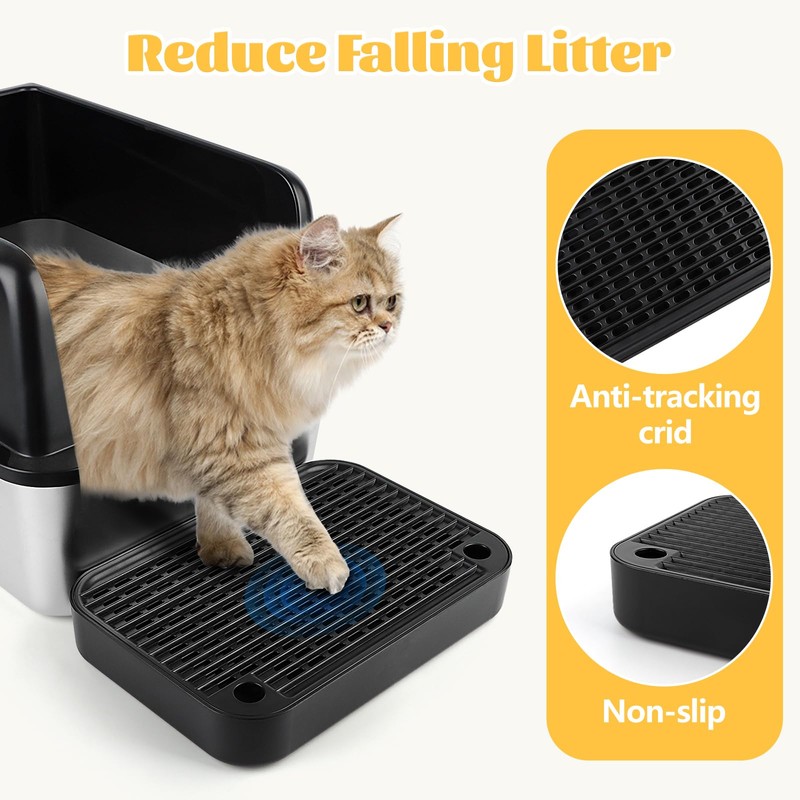 Bartuke Litter Box Step, Cat Step/Ramp/Catcher with Filter Function, Easy