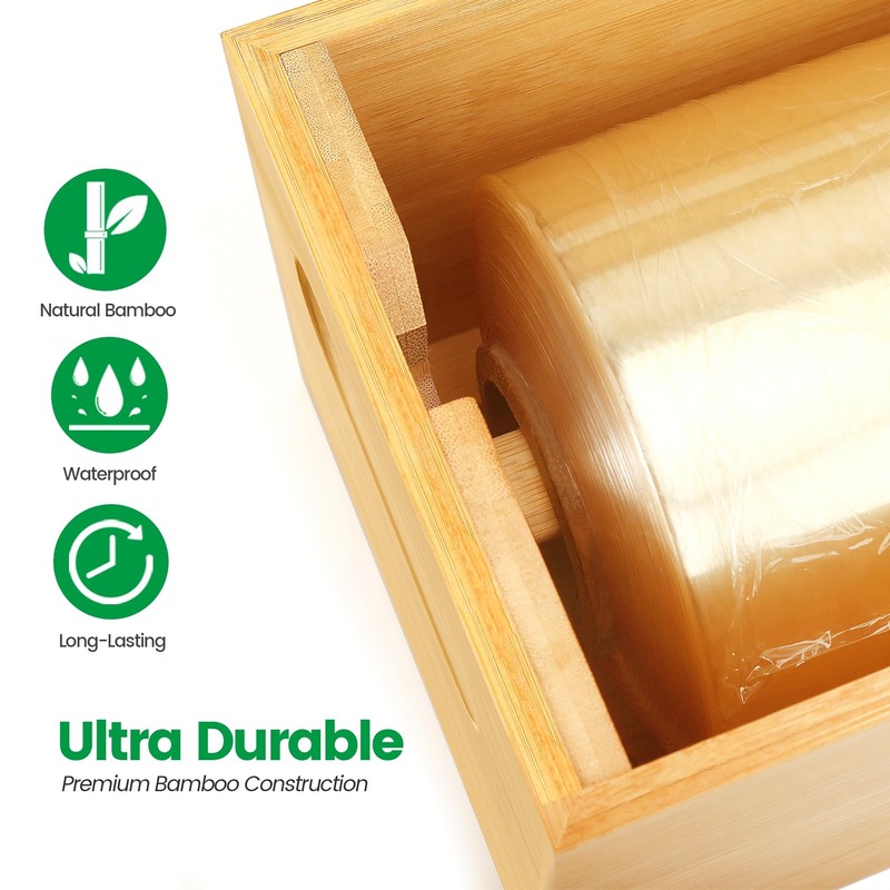 Libreshine 24" Bamboo Paper Roll Dispenser with Sliding Cutter &