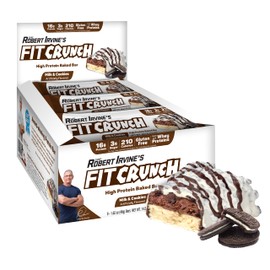 FITCRUNCH Snack Size Protein Bars, World’s Only -Layer Baked Bar, Just g of Sugar & Soft Cake Core ( Count, Milk & Cookies)