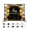 DORCEV 8x8ft Happy Retirement Photography Backdrop Black and Gold Retirement