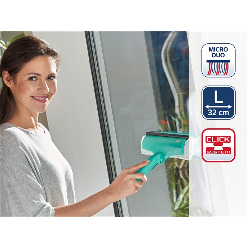 Leifheit Fensterwischer Window und Frame Cleaner L mit Rundum-Bezug, Fensterreiniger