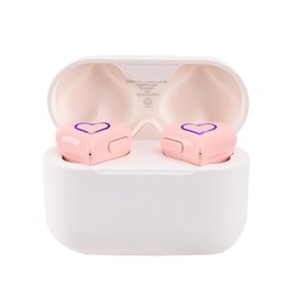 Auriculares Inalámbricos en Forma de Corazón, Bonitos y Elegantes Auriculares 5.3 con Sonido Estéreo HIFI y Estuche de Carga, Ideales para Entrenamientos y Viajes (PINK)