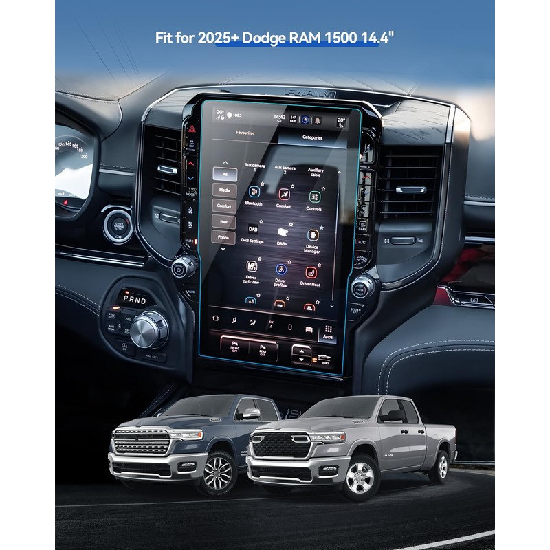 LANTU 2PCS Car Screen Protector for 2019-2025 2026 Dodge RAM