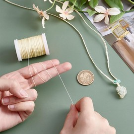 PH PandaHall 0.5 mm Waxed Cord 130 Yards Wax Cord Twine Bead Cords Waxed Cord Antique White Wax Polyester Threads for Bracelets Necklaces Jewellery