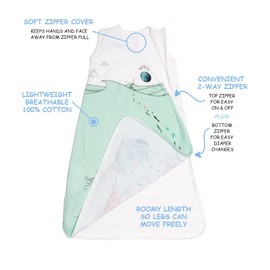 JumpOff Jo - Premium Designer Baby Sleep Sack - 100% Cotton Wearable Blanket, Easy Diaper Change, Sleeveless Swaddle Sack - Moonlight Mermaid, Medium 9-18 Months Old
