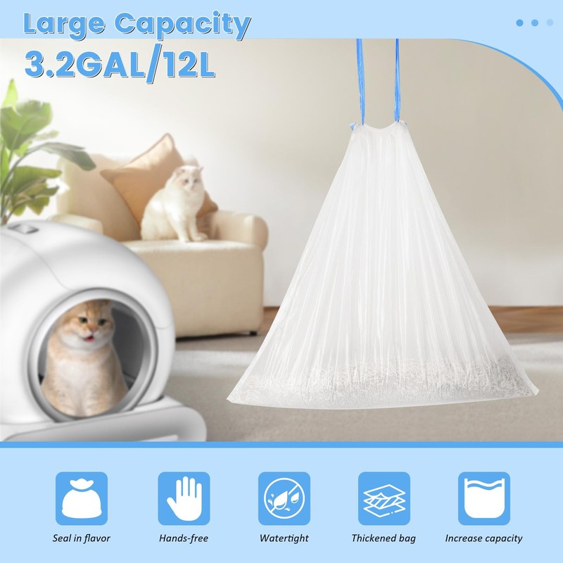 80 Count Cat Litter Bags, Self Cleaning Litter Box Liners,