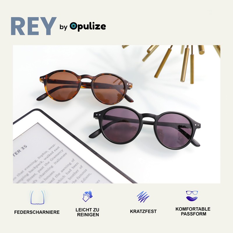 OPULIZE Rey Reading Sunglasses - Round Retro Frame - Men