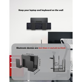 NOTMBESTM Universal Wall Mount for Laptop/Keyboard/Tablet/Kindle/Router/Modem/Cable Box Wall Shelf Holder Organizer Fit for Electronics Desk Side& Bedside Storage (Black)