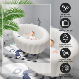 Birth Pool in Creamy Marshmallow, Premium Birth Tub, Birthing Pool for Home Birth, Home Birth Tub, Multi-Functional Pool for Relaxation and Kids Swimming, Birthing Tub Quick Inflation and Convenient