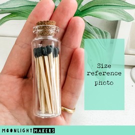 Moonlight Makers Set of 2 Small Premium Wooden Safety Matches in Glass Vial with Striker - 40 Wooden Matches, 1.9" Tall, Decorative Matches, with Striker Pad, Candle Accessories - Gray (MV20x2)