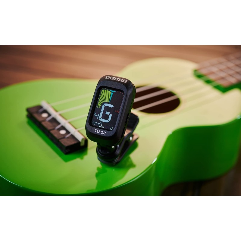BOSS TU-02 Clip Tuner, Color Display, Compatible with Guitar, Bass,