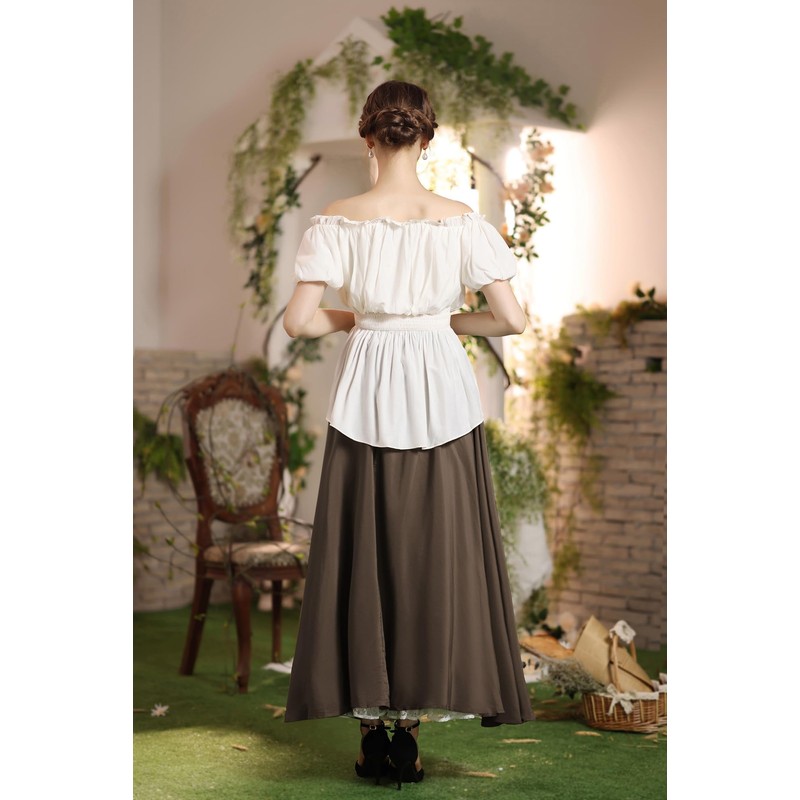 SCARLET DARKNESS Women's Renaissance Skirt with Ruffle Lace Hem High