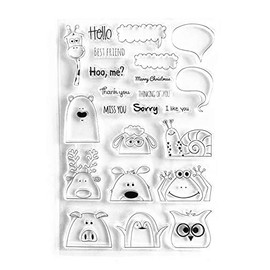 arriettycraft Animals Talking Box Best Friend Thank You Miss You Merry Christmas Thinking of You Clear Stamps for Card Making Decoration Clear Stamps