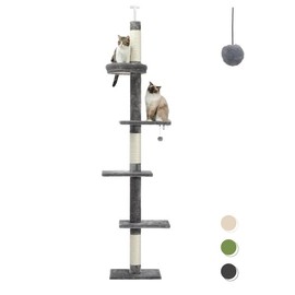 Cactus Cat Tree Floor to Ceiling Cat Tower with Adjustable Height(95-108 Inches), 5 Tiers Cat Climbing Activity Center with Cozy Hammock - Colour: white