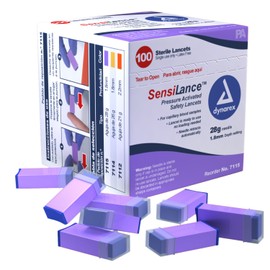 Dynarex 7115 Lancet, Pressure Activated, Case, 10 Boxes, 1000 Lancets, 28 G x 1.8 mm, Pressure Activated
