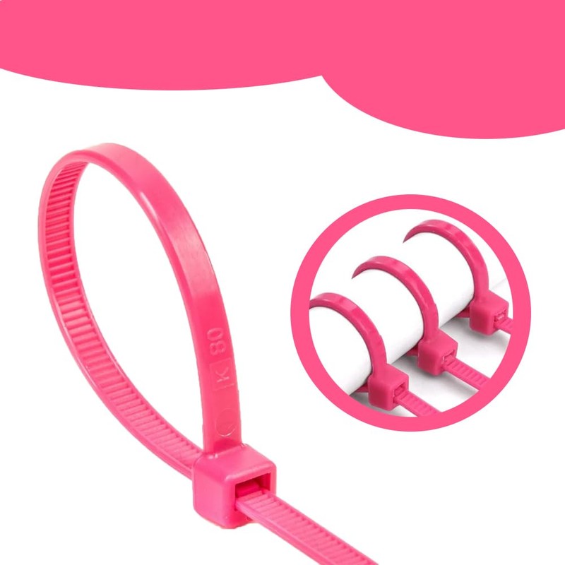 KafTon Fluorescent Pink Cable Ties Pack of 100 (300mm x