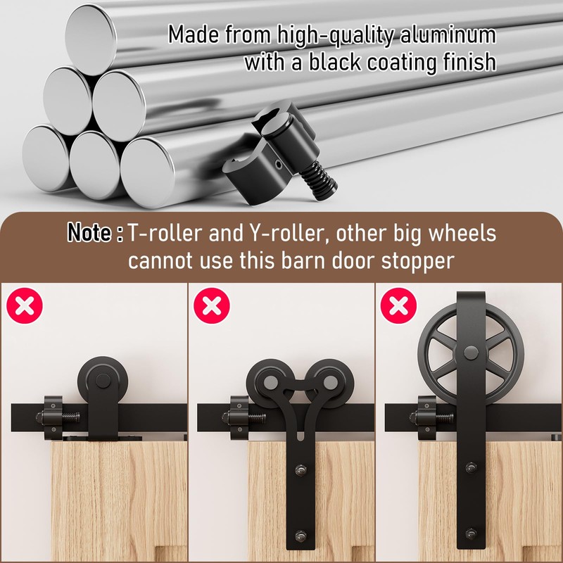 2PCS Adjustable Barn Door Stopper, Upgrade Sliding Barn Door Stopper