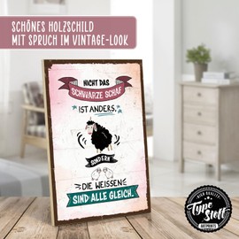 TypeStoff HS-01075 Wooden Sign with Saying - Black Sheep - Vintage Look with Quote as Gift and Decoration on Different and Special Theme