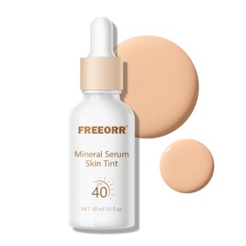 Freeorr Mineral Serum Skin Tint SPF 40, Infused with Niacinamide Hydrating Lightweight Tinted Serum Foundation for Smoothing Skin, Dewy Finish Buildable and Light Coverage-Nude Beige, 1 Fl Oz