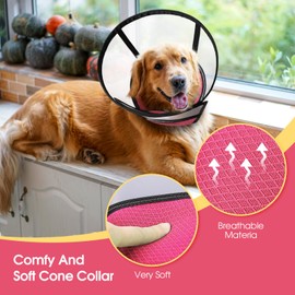 ASENKU Adjustable Dog Cone Collar, Comfortable Cone for Dogs After Surgery, Soft Dog Cone, Protective Pet Recovery Collar for Large Medium Small Dogs, Elizabethan Collar Dog Red, L
