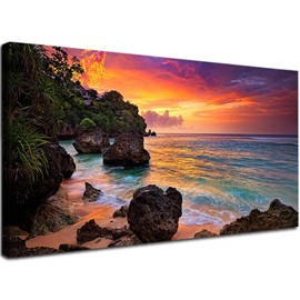 JATOK Large Diamond Painting Kits for Adults (35.5x15.7in), Seaside Sunrise Full Round Drill Diamond Arts, Paint by Diamonds Kits Craft Canvas Perfect for Home Wall Decoration and Relaxation