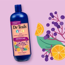 Dr Teal's Dr Teal's Kids 3-in-1 Elderberry Bath: Bubble Bath, Body Wash & Shampoo, 20 fl oz.