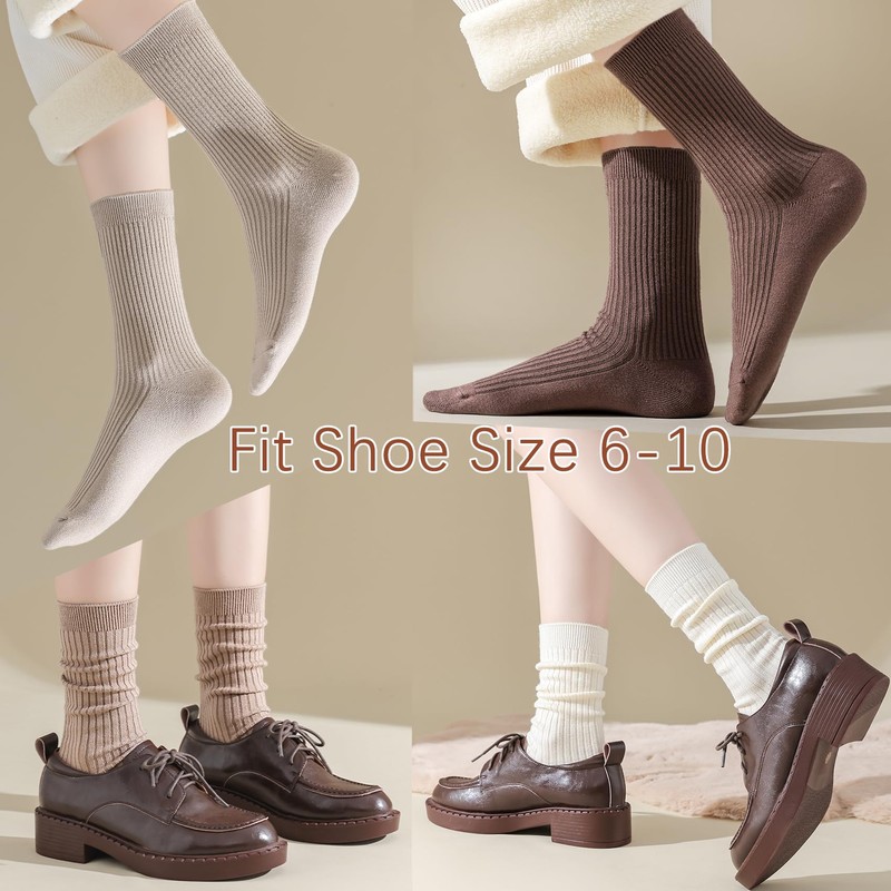 Women Wool Crew Socks Soft Cozy Dress Socks Casual Knit