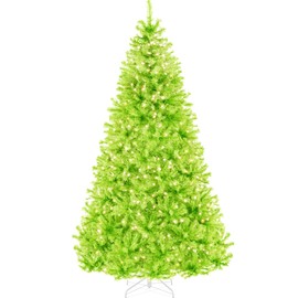 Best Choice Products 6ft Pre-Lit Lime Green Christmas Tree, Full Artificial Holiday Decoration w/ 947 Branch Tips, 250 Lights, Foldable Base