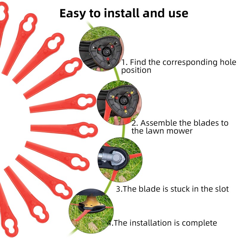 Powmag 100 Pieces Grass Trimmer Blade Plastic Replacement Blades, Grass