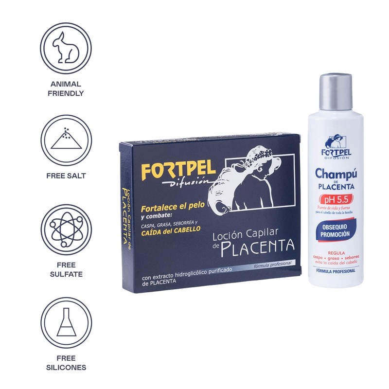 Pack of 6 VIALES PLACENTA + CHAMPU PLACENTA 200 ml
