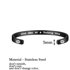 One Day At A Time Bracelet Sobriety Gift Addiction Recovery Gift AA Bracelet NA Gift (BL AA Cuff)