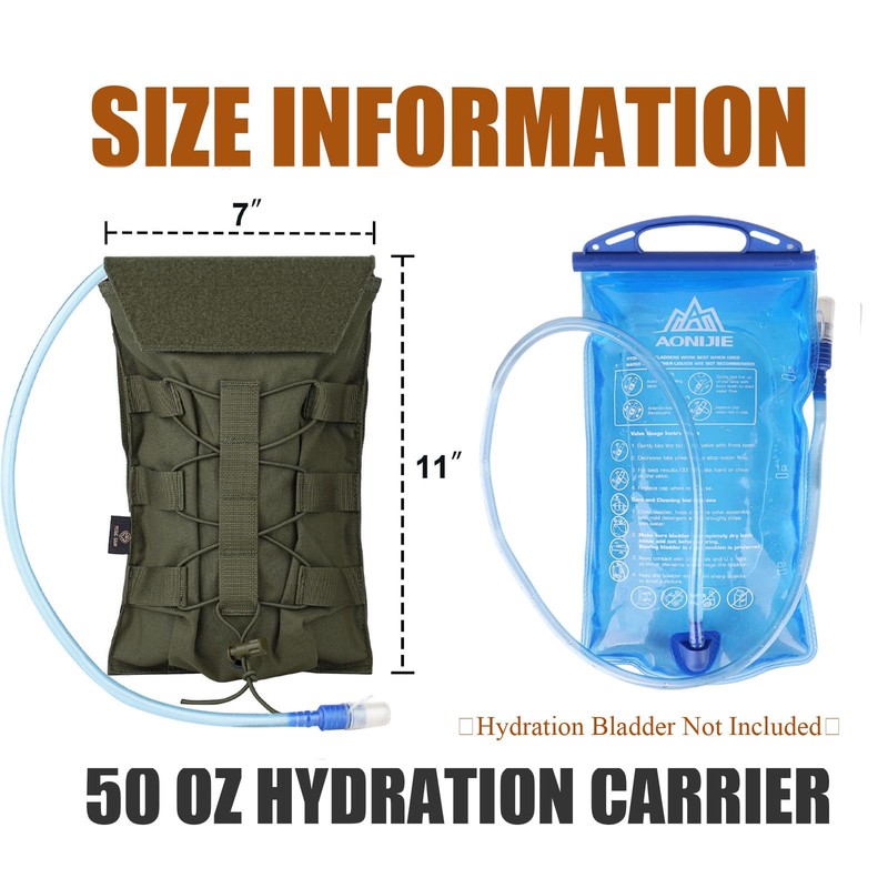 PETAC GEAR Tactical Hydration Pack，Molle Carrier Pouch for 50 oz