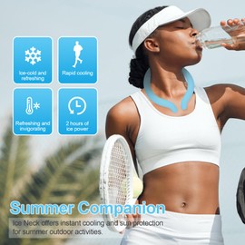 Neck Cooling Tube with Cold Insulated Bag,Reusable 18℃/64℉ Ice Neck Ring Wearable Body Cooling Products for Summer (Blue)