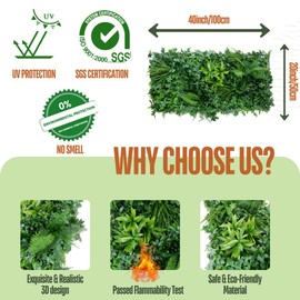 Cigarlemon Faux Ivy Wall Panels, Artificial Grass Wall Panels,Perfect for Indoor and Outdoor Decor (Petal Haven（20“*40”）, 1 Pack)